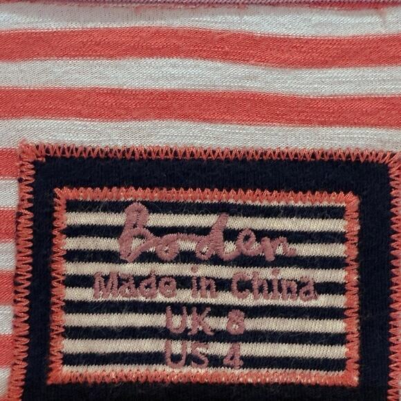 Boden V-Neck Top Size 4 Pink White Striped Cotton - Picture 6 of 12